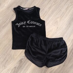 Juicy Couture Black Velour Logo Tank and Shorts Lojnhe Set Size Small